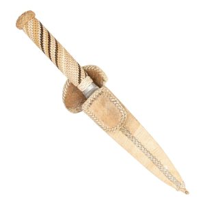 Cuchillo Trenzado Común 12Cm Acero Inox Vaina Cuero Crudo Común