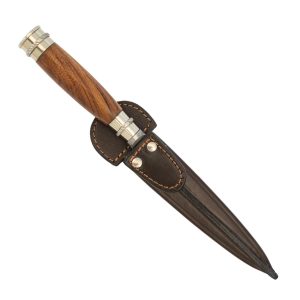 Cuchillo Madera Y Alpaca 2 Virolas Soaje Pampeana, Vaina De Cuero Vaqueta