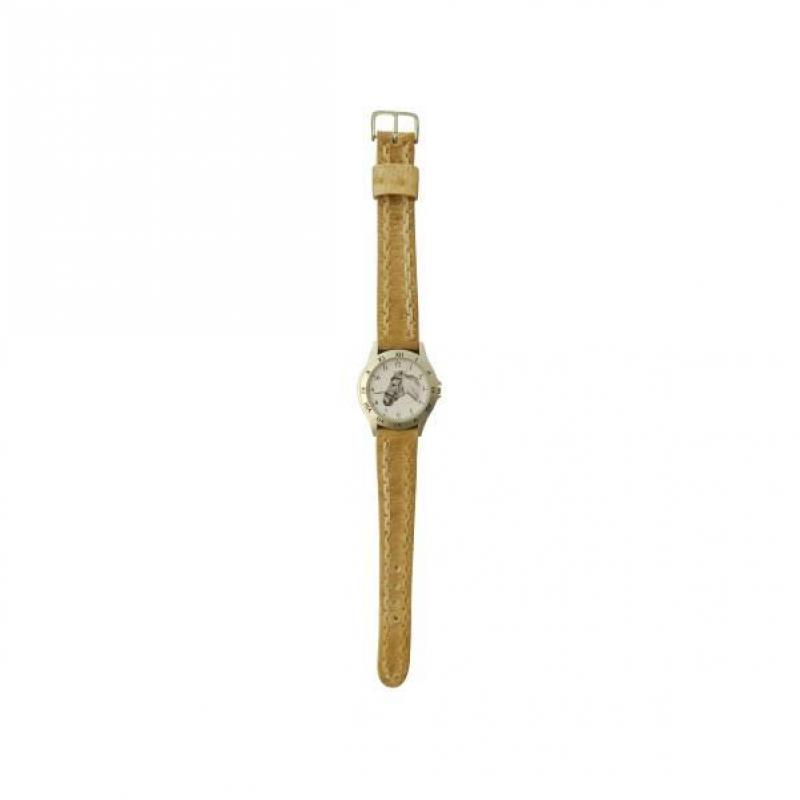 Reloj malla partida de cuero crudo con tejido de borde para dama - Imagen 4