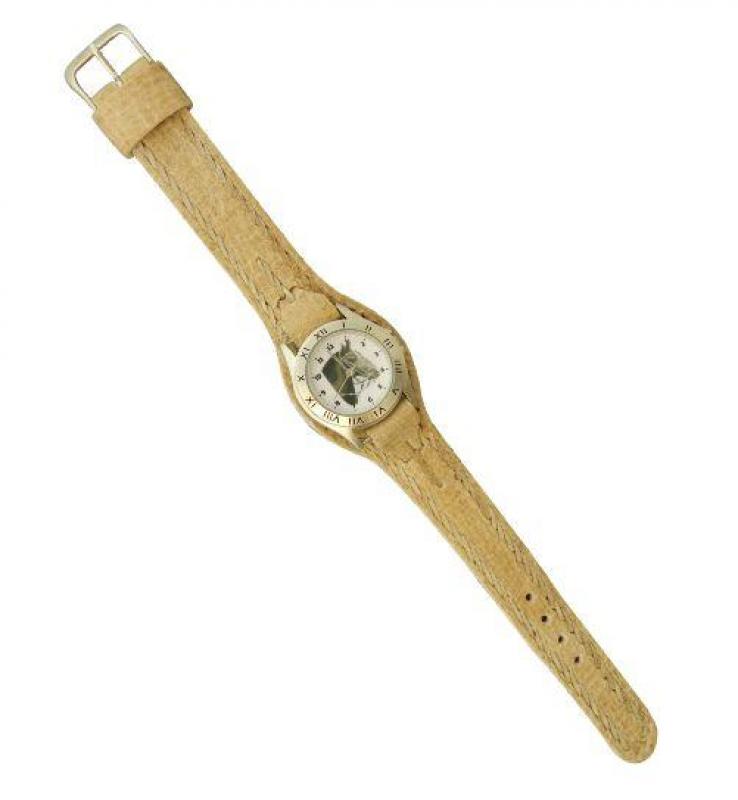 Reloj malla entera de cuero crudo con tejido de borde para dama - Imagen 4