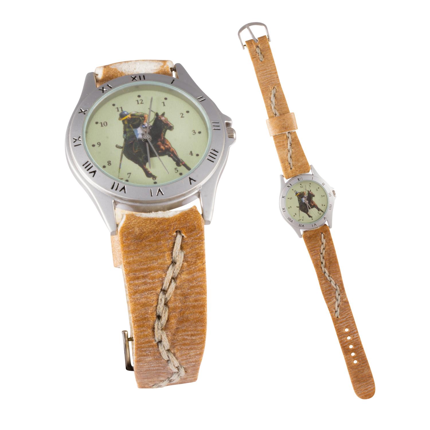 Reloj Malla partida de cuero crudo con tejido de borde para dama - Imagen 5