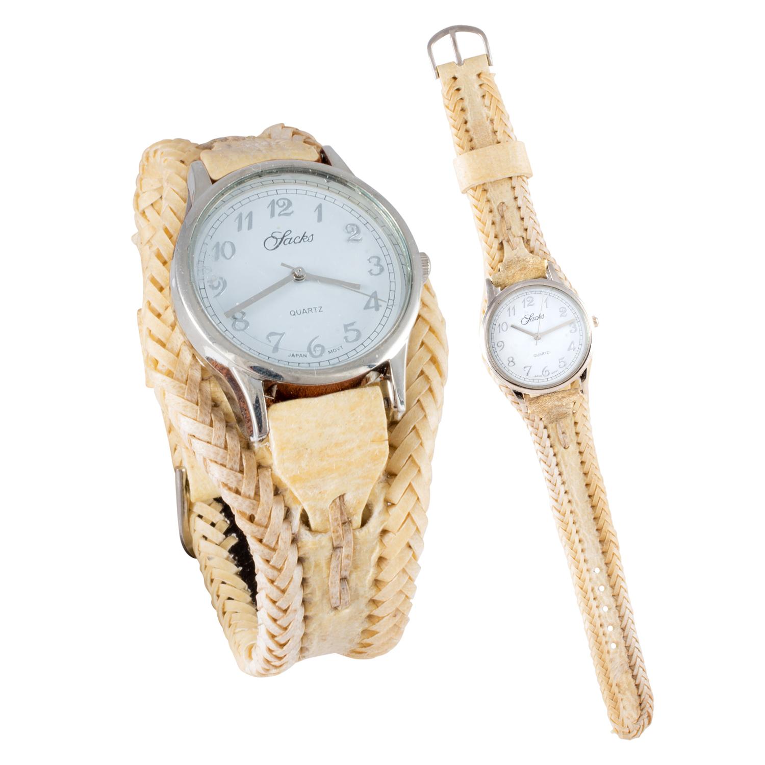 Reloj Con Malla De Cuero Crudo Dama - Imagen 3